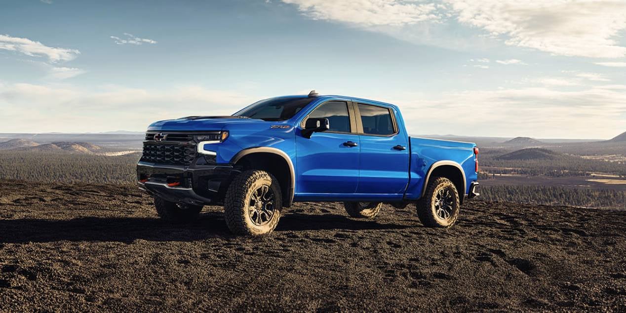 2025 Chevrolet Silverado in bllue parked off road
