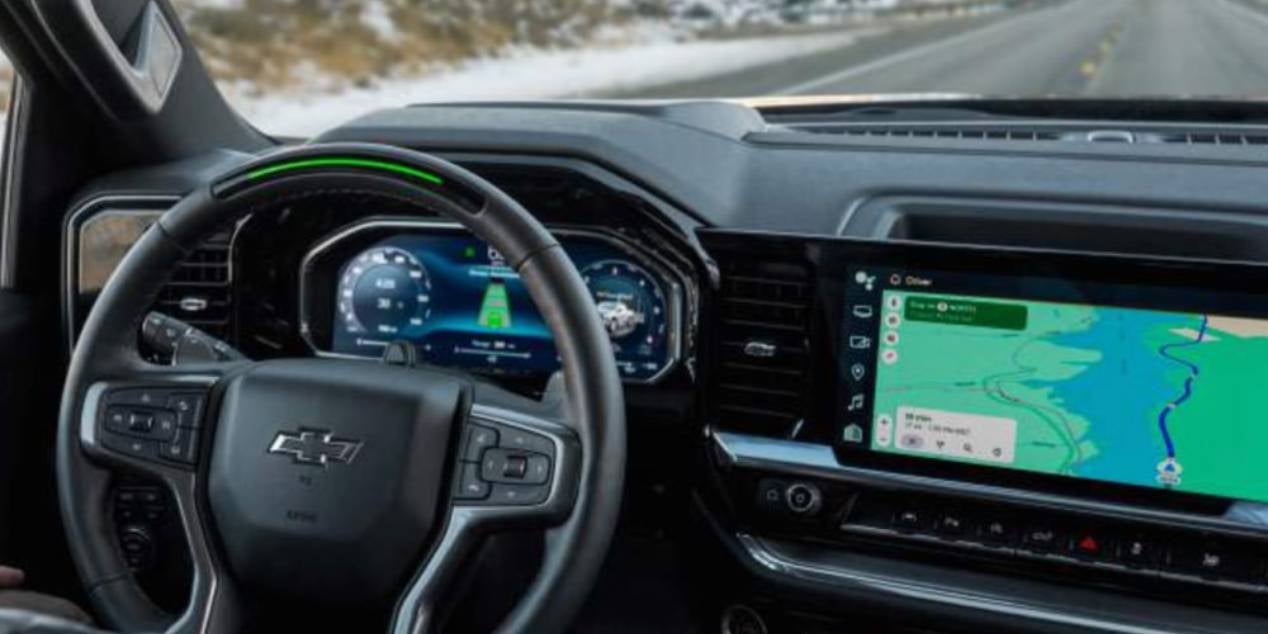 close up of the interior dashboard of a 2025 Chevrolet Silverado