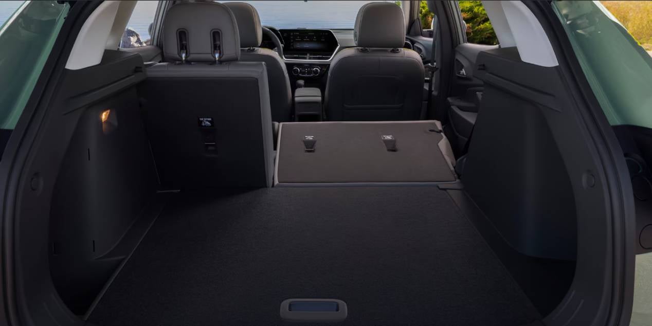 interior view of the back seat collapsed in the backseat of a 2025 Chevrolet Trax