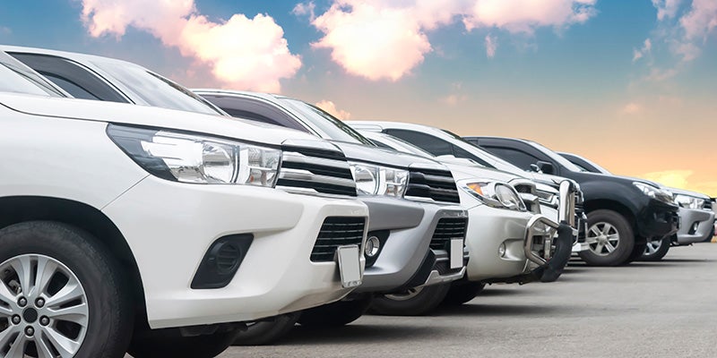 i.g. Burton Chevrolet of Seaford in Seaford DE row of used cars in the dealship lot